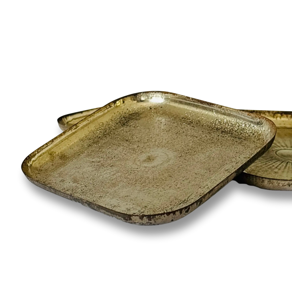 Vintage Brass Trinket Platter – Set of 2 Decorative Jewelry Trays