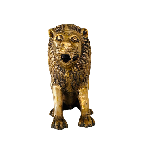 Antique 1800s Brass Lion Figurine – Rare Single-Piece Collectible