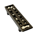Handcrafted wooden Pallanguzhi board with cowrie shells  traditional South Indian mancala game