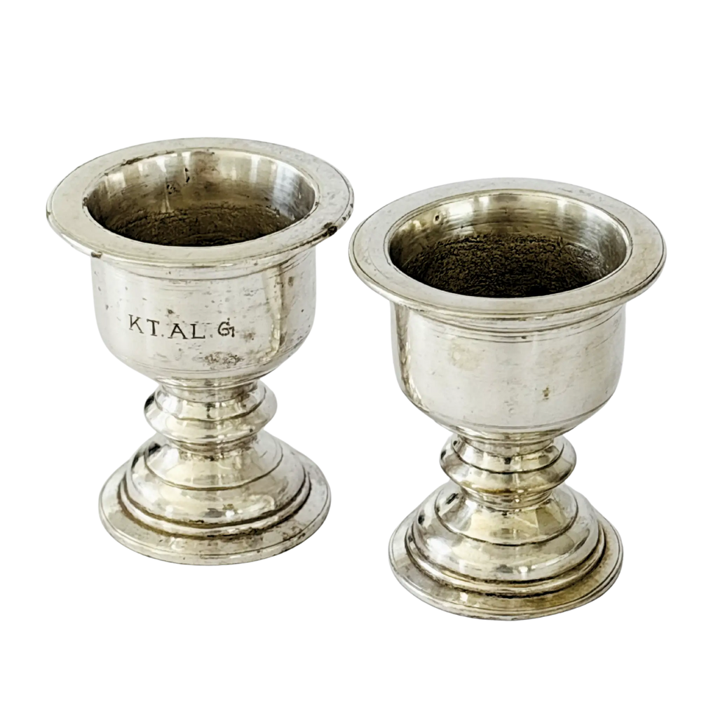 Vintage German silver pots set – antique decorative collectible vases