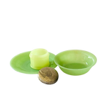 Vintage jade glass tableware set with plate, bowl, and lidded jar – antique collectible dining set"